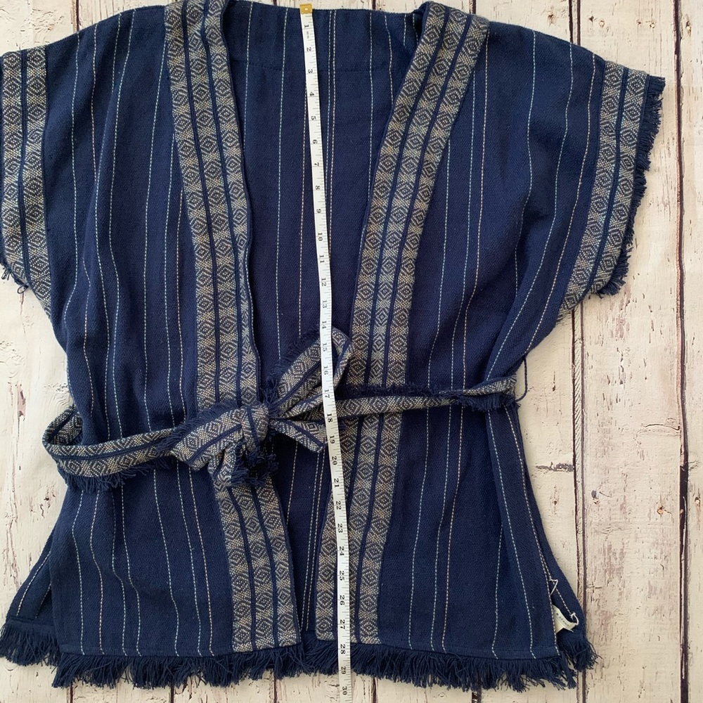 Lucky brand belted Aztec fringe kimono jacket vest - Picture 3 of 5